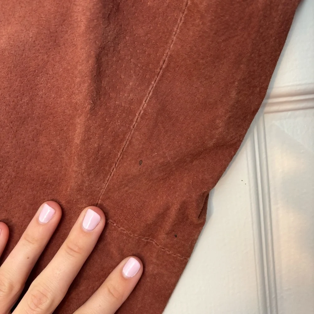 Vintage Genuine Suede Leather Belted Coat Western Cowboy Rodeo Biker Grunge Boho - Picture 4 of 11